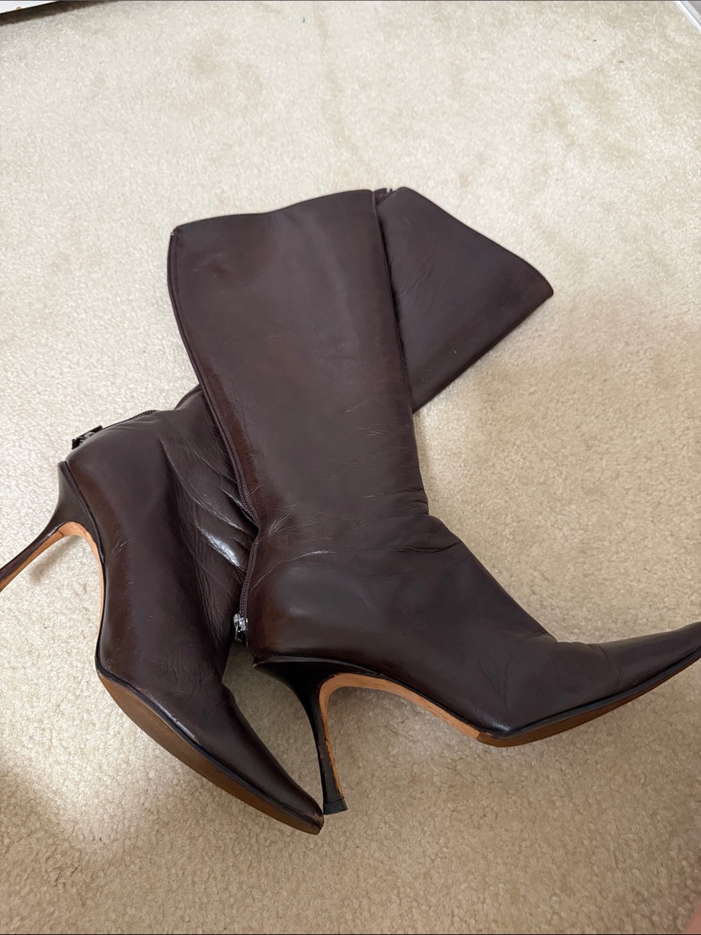 Jimmy Choo London Brown Soft Italian Leather Knee-High Stiletto Pointed Toe - Picture 9 of 9